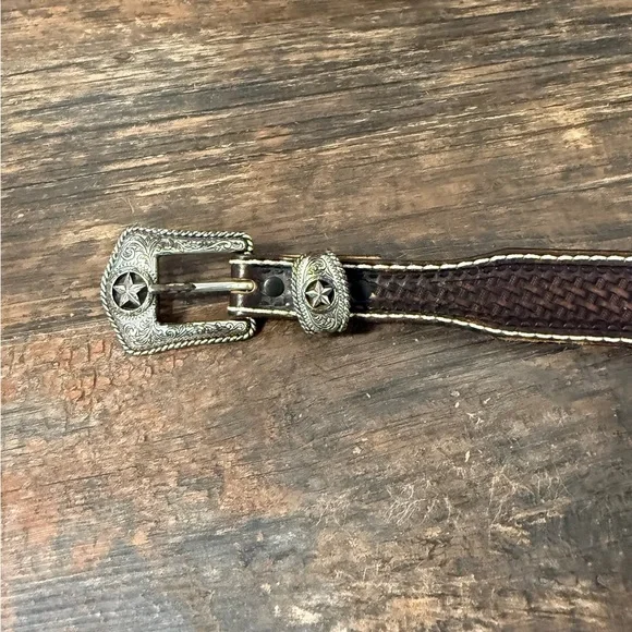 Justin Boots Brown Leather Belt with Silver Buckle Justin® Boots Men main image 3